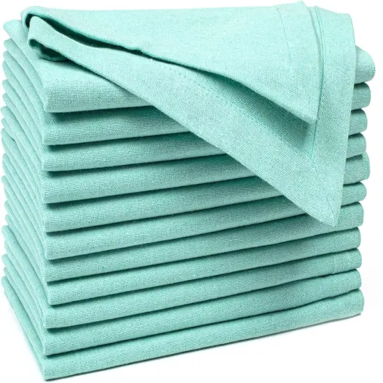 Dinner Napkin 18x18 inch Aqua,Everyday Napkins, Cotton Napkins, Wedding Napkins, Cocktails Napkins, Tailored with Mitered Corners & Generous Hem, Easy Care {1}