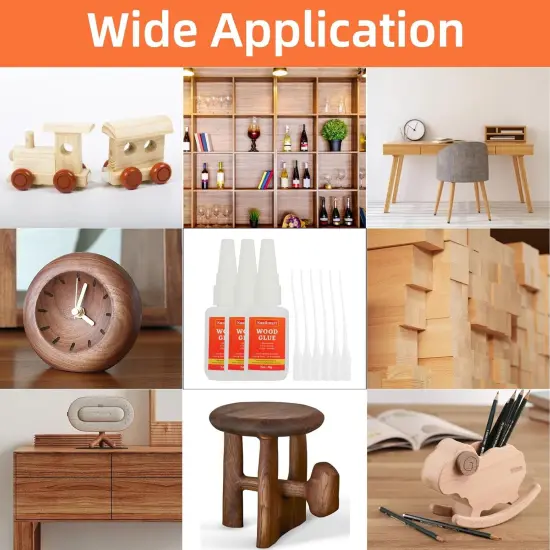 Wood Glue,90g Clear Carpenter Glue,Super Glue for Wood, Fast Drying Wood Glue for Craft, Metal,Furniture, Wood, and DIY(Pack of 3) {2}