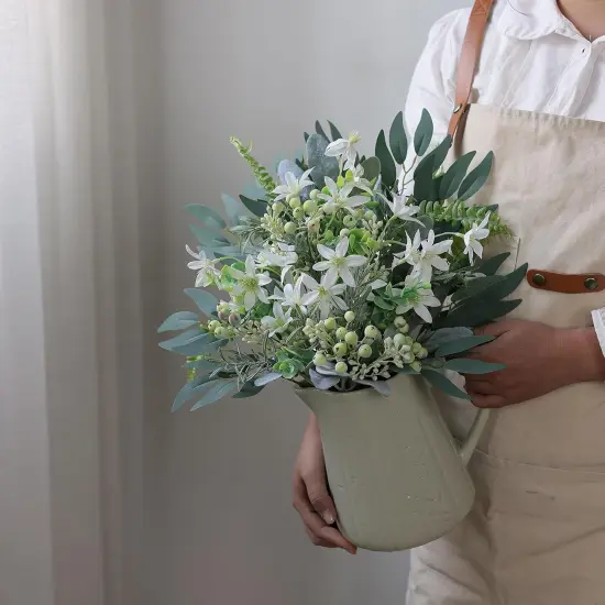 70 Pcs Artificial Greenery Stems Box Set,with 8 Kinds of Faux Plants and Fake Flowers for DIY Bridal Bouquets Wedding Floral Arrangement Table Centerpieces Decoration (Sage Green & White) {5}