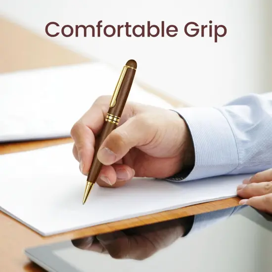 Ballpoint Pens Metal Pen - Wood Pen with Gift Box Fancy Pens Christmas Gift Nice Pens Set for Men Women Employee Journaling Executive Black Ink 1.0mm, 3 Pens with 3 Extra Refills Visit the Cambond Store {3}