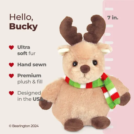 Bearington Bucky Reindeer Christmas Stuffed Animal, Christmas Plushies, 7 Inch Plush Reindeer, Ideal Stuffed Christmas Animals Gift for Toddlers, Kids & Teens, For Ages 3-14 Brown {2}