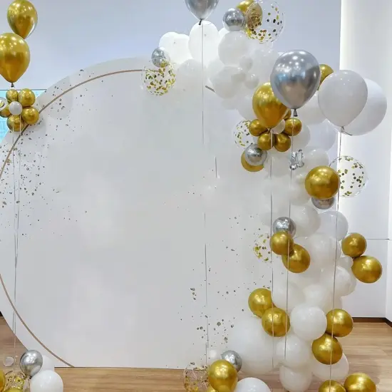 Gold and Silver Latex Balloons, 60 Pcs 12 Inch Metallic Gold Silver and White Confetti Balloons {4}