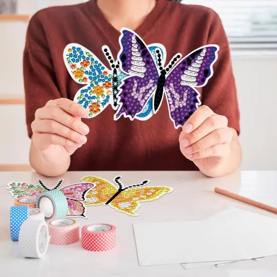12 Pack Butterfly Diamond Painting Greeting Card Kits Spring Diamond Art Cards with Envelopes Flower Butterflies Shaped 5D Rhinestones Painting Kit for Adults DIY Crafts Friend Birthday Gifts {3}