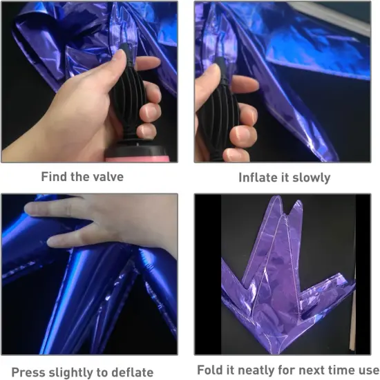 6 Pcs Purple Star Foil Balloons One-Piece 14-Pointed Star Balloons 4D Starburst Cone Mylar Balloons 22inch Christmas Birthday Wedding Wedding Anniversary Party Supplies(Purple) {4}