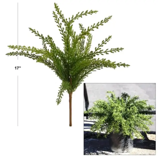 17" Cedar Bush 18 Fronds Green Faux 4pcs {2}