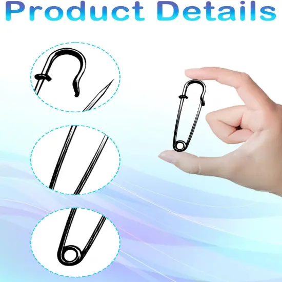 Black Safety Pins Large,55mm/2.17" Large Safety Pins Pack of 15Pcs Heavy Duty Big Safety Pin for Clothes Giant Safety Pin Available for Thick Fabric,Leather,Diapers Fixed Blankets,Shawl {3}