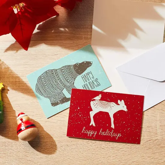 Sustainable Greetings 144 Pack Christmas Cards with Envelopes, 4x6 Blank Holiday Greeting Cards Assortment Box for Sending Holiday Wishes (6 Xmas Animal Designs) Multicolor {3}