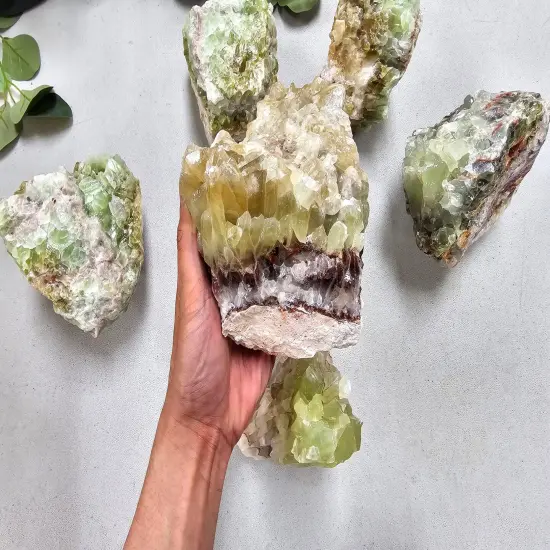 Green Calcite Crystal Large Pieces For Lapidary & Display {5}
