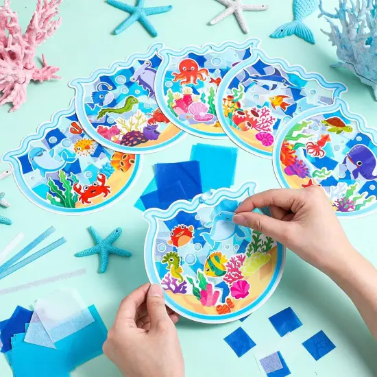 24 Pcs Summer Craft Kits Under The Sea Scene Suncatcher Kit Make a Ocean Animal Suncatcher Craft Ornament Under The Sea Scene {4}