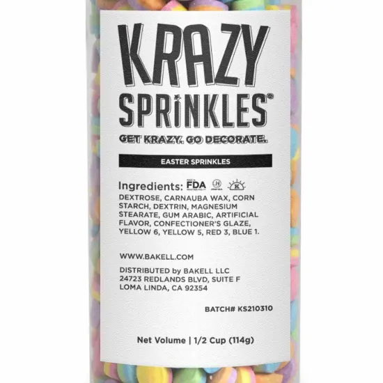 Krazy Sprinkles - Easter Eggs (1/2 Cup, 1x Jar) for Cakes, Ice Cream & Cookies {4}