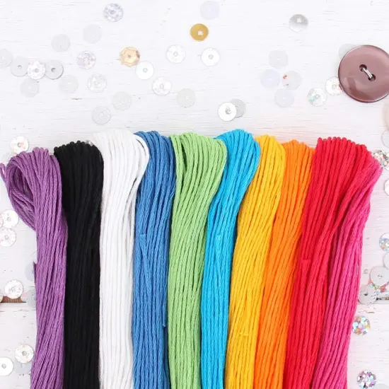 Premium Egyptian Long Fiber Cotton Embroidery Floss Thread Kit in Rainbow Bright Colors - Six Strand Set for Hand Embroidery, Friendship Bracelets, Cross stitch and Crafts {2}