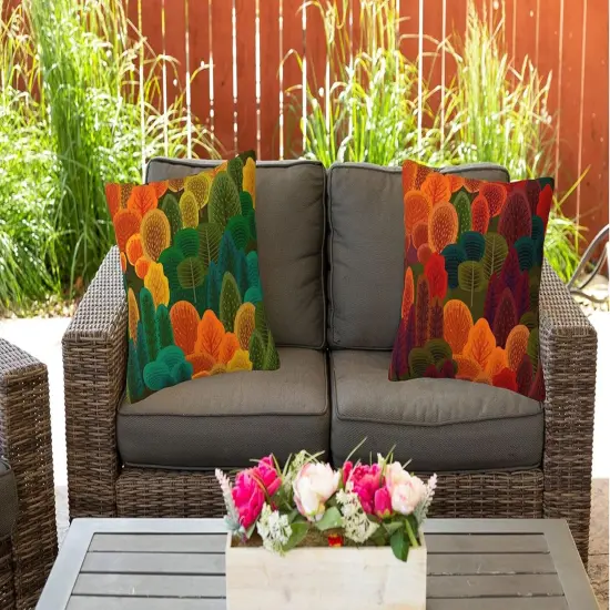 Fall Forest Throw Pillow Covers Decorative Linen Pillow Cases Set of 2 Square Cushion Cover for Couch Sofa Bedroom Patio 18x18 Inch {2}