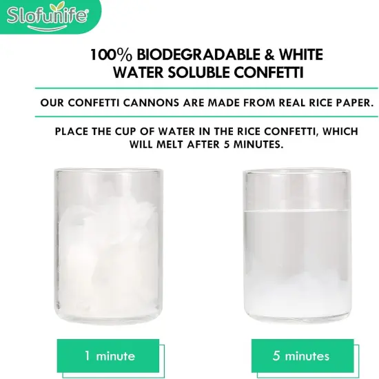 6 Pack White Confetti Poppers 12Inch,Rice Paper Water Soluble Confetti Cannon Air Powered,Launches 20-25ft,Biodegradable Party Poppers for Wedding,Engagement,Birthday,Celebrations(White,6Pack) {4}