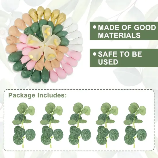 166Pcs Sage Green Balloon Garland Arch Kit Olive Green Blush Peach White Gold Balloons Artificial Eucalyptus Stems Jungle Safari {2}