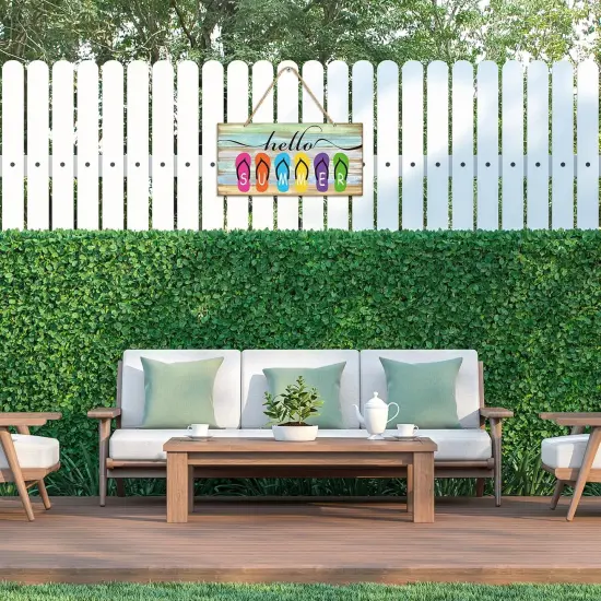 Hello Summer Sign 12 x 6 Inch Welcome Summer Door Sign Wooden Farmhouse Front Porch Door Hanging Decor Rustic Beach {5}