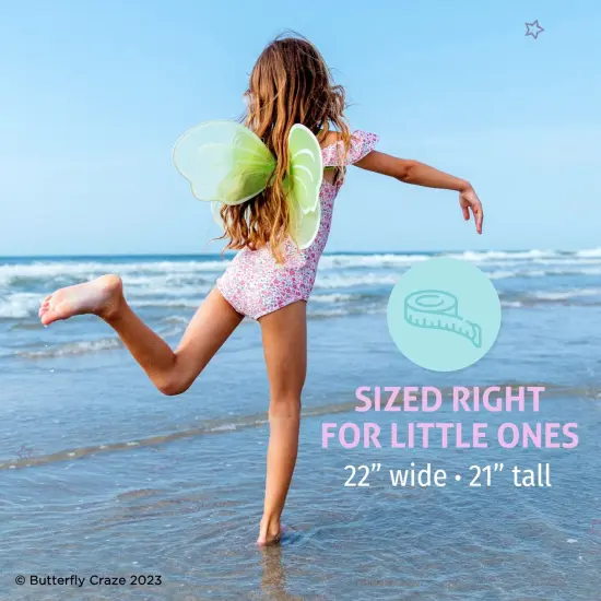 Butterfly Craze Girls' Fairy, Angel, or Butterfly Wings Costumes & Dress Up Collection: Set of 6, Magical Delights, Favors or Supplies for Kids, Make Your Little One's Birthday Party Special, Green {5}