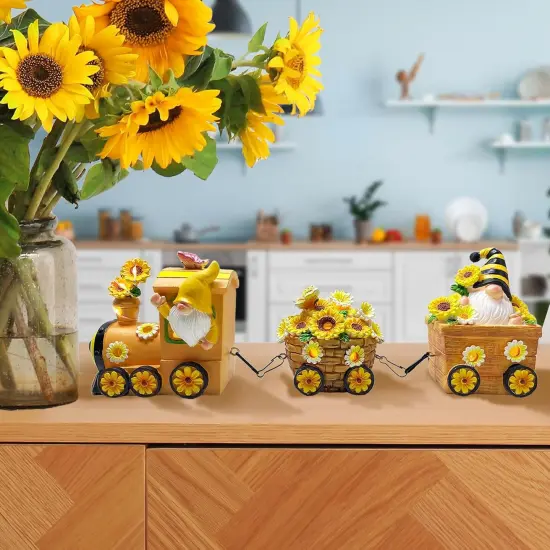 Sunflower Decor Train, LED Sunflower Decor for Tabletop, Sunflower Decorations Indoor for Home Outdoor Party, Gnomes Figurines Lighted Centerpieces Table {5}