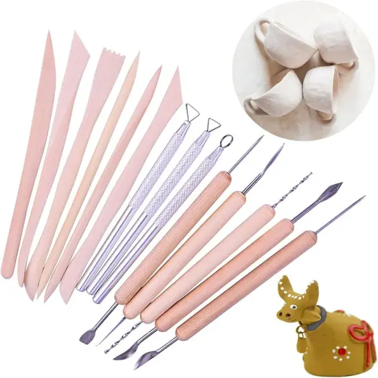 25Pcs Pottery Sculpting Tools Set with Plastic Case for Ceramic Modeling Carving {2}