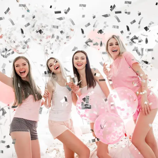 200 Grams Gold Silver Large Metallic Confetti Rose Glitter Throwable Table Scatter Foil Confetti for Wedding Birthday Party Baby Shower Graduation Christmas Celebrations(Silver) {4}