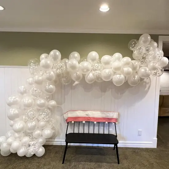 White Balloons, 12 Inch White Latex Balloons Matte White Helium Balloons with Silver Confetti Balloons for Boho Birthday Baby Shower Wedding Valentine&rsquo;s Day Party Decoration {5}