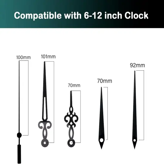Quartz 32mm (1-1/4 inch) Long Shaft Clock Movement Mechanisms Motor Part Silent with Clock Hands - Perfect for Thick Panels! Upgrade Your DIY Clock Repair Kit Project (32mm Shaft, C+D Hands) {2}