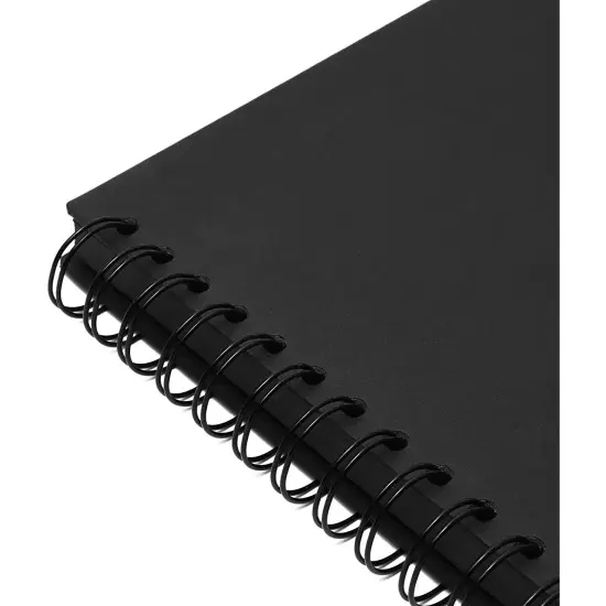 Black Scrapbook Album with Silk Ribbon, Cover Window, Spiral Bound Photo Book for Wedding, Anniversary (80 Pages, 12.25 x 12.25 Inches) {7}