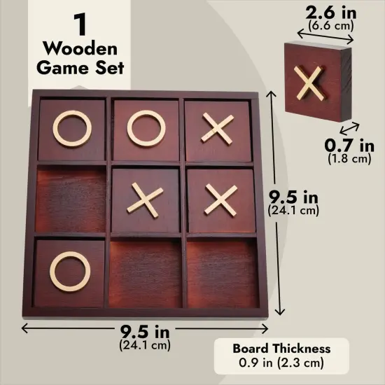 9.5-inch Wooden Tic Tac Toe Game, Decorative Coffee Table Games for Adults and Family Activities {4}