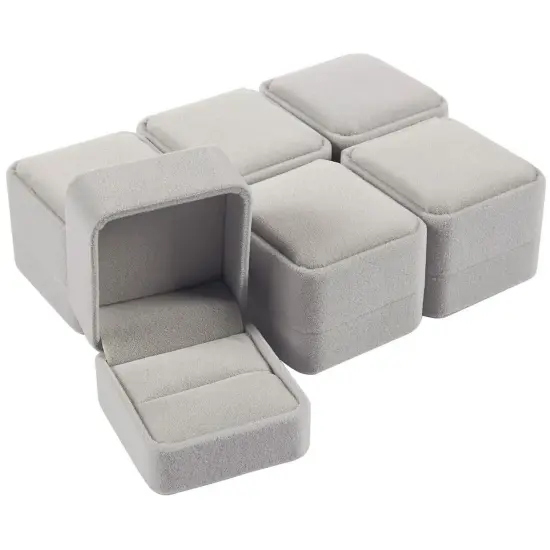 6-Pack Ring Boxes for Jewelry Gifts - Individual Velvet Jewelry Boxes - Ring Gift Box Set for Proposal, Engagement, Wedding, and Presentation - Grey, 2.5 x 1.7 x 2 Inches {1}