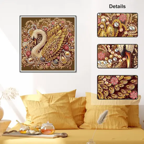 Diamond Painting Kits for Adults Swan, 5D Special Shape Diamond Art Kits for Beginners, Crystal Rhinestones Diamond Painting for Home Wall Decoration Gift 12&times;12inch, Animal {3}