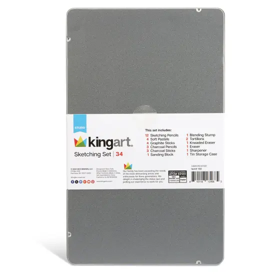 KINGART&reg; Sketching Set in Tin Case , 34 pc {5}
