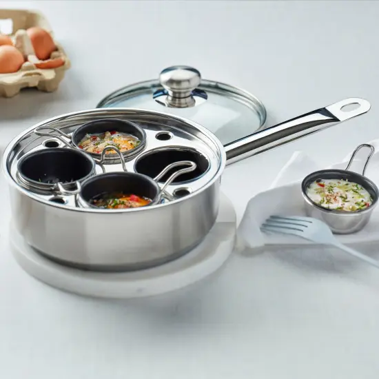 Demeyere Resto 4-cup Stainless Steel Egg Poacher Set {7}