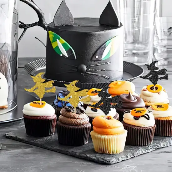 24pcs Glitter Halloween Cupcake Toppers {5}
