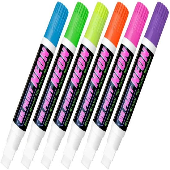 U-Mark DR. PAINT&trade; Extra Broad NEON Tip Window Paint Marker 6pk - 1 ea. bl, gr, yl, or, pk, pu {1}
