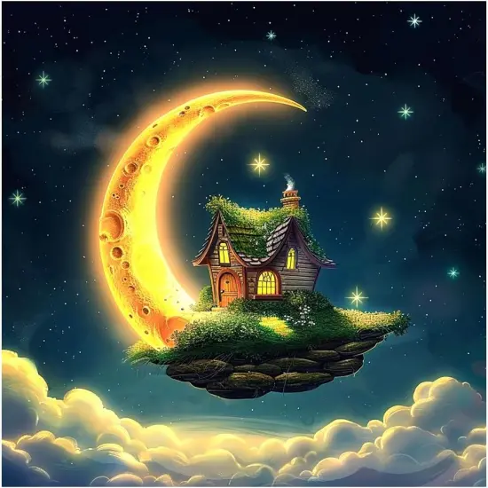 Starry Night Diamond Painting Kits for Adults, Moon Diamond Art Kit, Beginners DIY 5D Round Full Diamond Dots Painting Art, Craft Gift Suitable for Home Wall Decoration 12&times;12Inch {1}