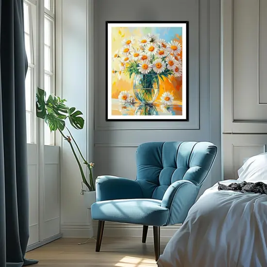 Daisy Flowers in a Vase Paint by Number Kits for Adults, White Floral Paint by Numbers for Beginners, Beautiful Flower Acrylic Paints Oil Painting {3}