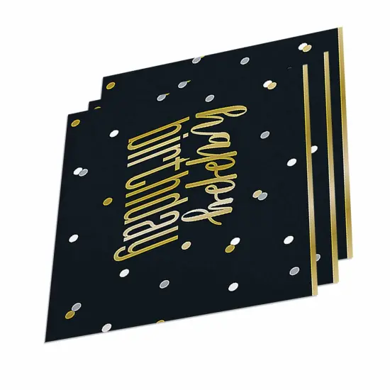 54" x 84" Metallic Happy Birthday Rectangle Disposable Plastic Tablecloth {3}