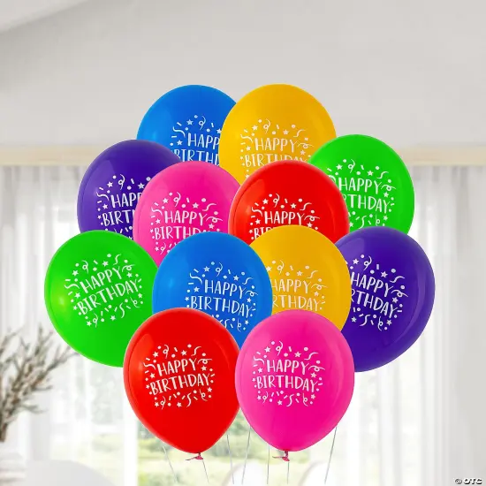 11" Bright Happy Birthday Latex Balloons 24 Pc. {4}