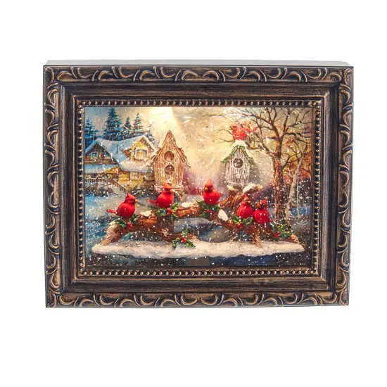 Kurt Adler 7.75-Inch Battery-Operated Musical Water Cardinals Frame {1}