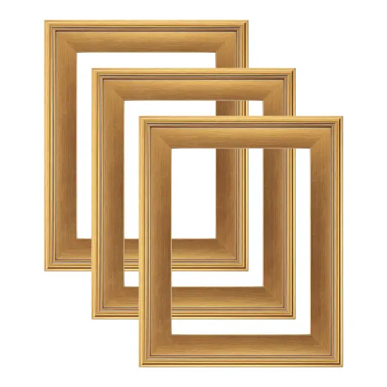 Cardinali Plein Aire Frame, Gold 8x10", 3 Pack &ndash; 3" Wide Moulding with Raised Edge 1/2" Rabbet Depth, Classic Canvas Frame for Painting or Artwork, Made in USA {1}