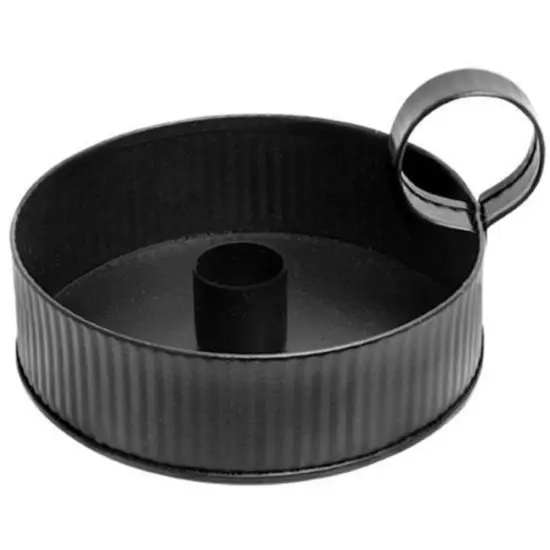 Medium Ribbed Taper Holder Black {1}