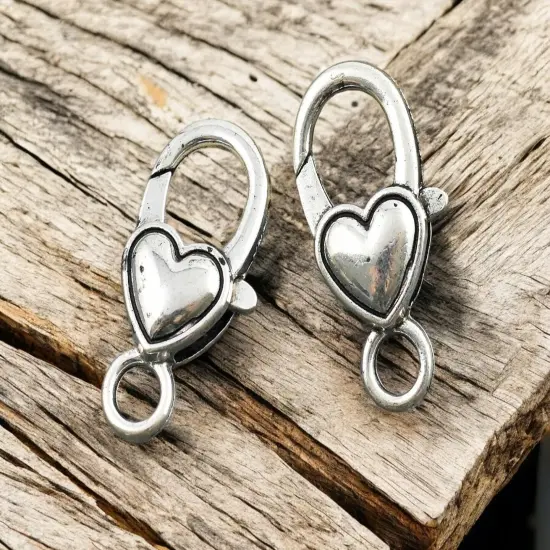 *10* 21x12mm Antique Silver Heart Lobster Clasps {4}