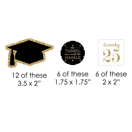 Big Dot of Happiness Gold 2025 Graduation Party - DIY Shaped Cut-Outs - 24 Count {3}
