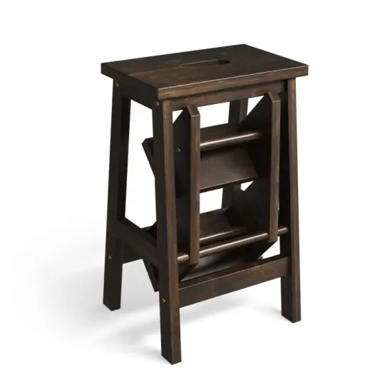 3-in-1 Rubber Wood Step Stool with Convenient Handle Natural {4}