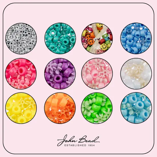 John Bead 600-Piece Assorted Plastic Alphabet Pony Beads Jewelry Making Beads Box Alphabet & Pony Bead {2}