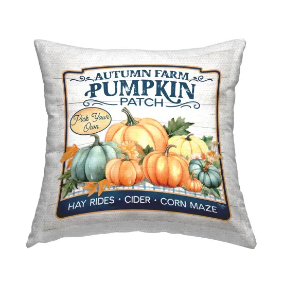 Autumn Farm Pumpkin Patch Outdoor Printed Pillow Design by Martin Podt, 18 x 7 x 18 {1}