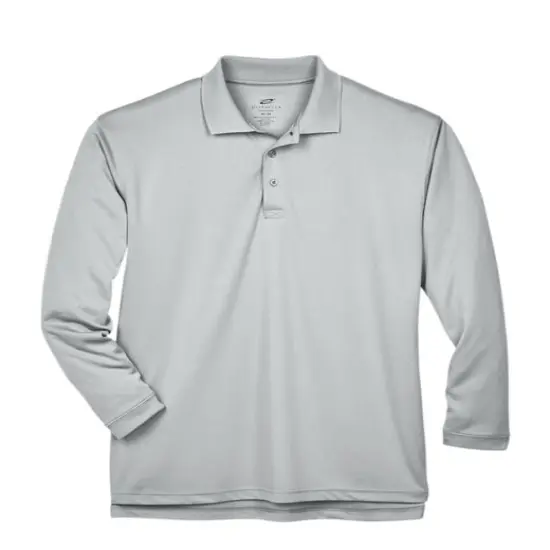 UltraClub&reg; Adult Cool & Dry Sport Long-Sleeve Polo Grey {1}