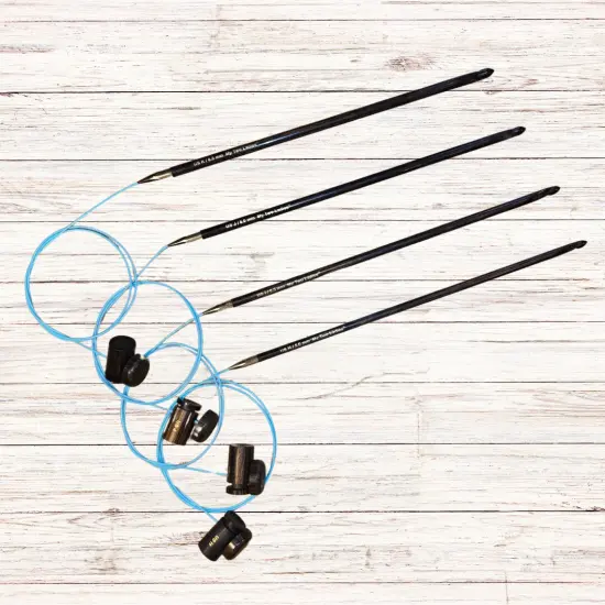 My Two Ladies | Blue Silk | Tunisian Adjustable Crochet Hook Set | 4 Sizes | H, I, J, K | w/custom case {3}