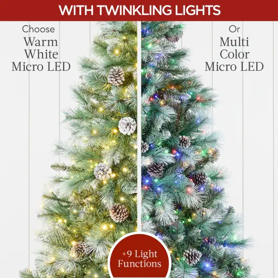 Best Choice Products Pre-Lit Frosted Scotch Pine Christmas Tree w/ 2-In-1 Micro LED Lights {2}