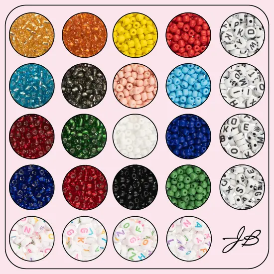 John Bead 3mm Assorted Glass & Plastic & Alphabet Jewelry Making Beads Box, 280g Assorted Colors {2}