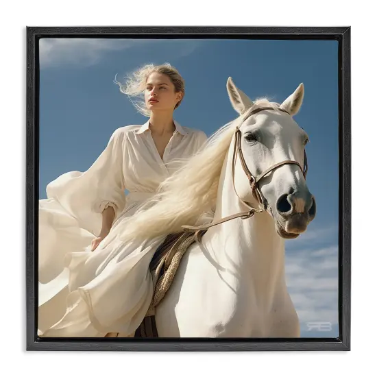Stupell Industries Windswept Equestrian Girl Framed Floater Canvas Wall Art Design by RB {1}